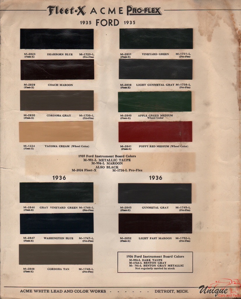 1937 Ford Paint Charts Acme 9